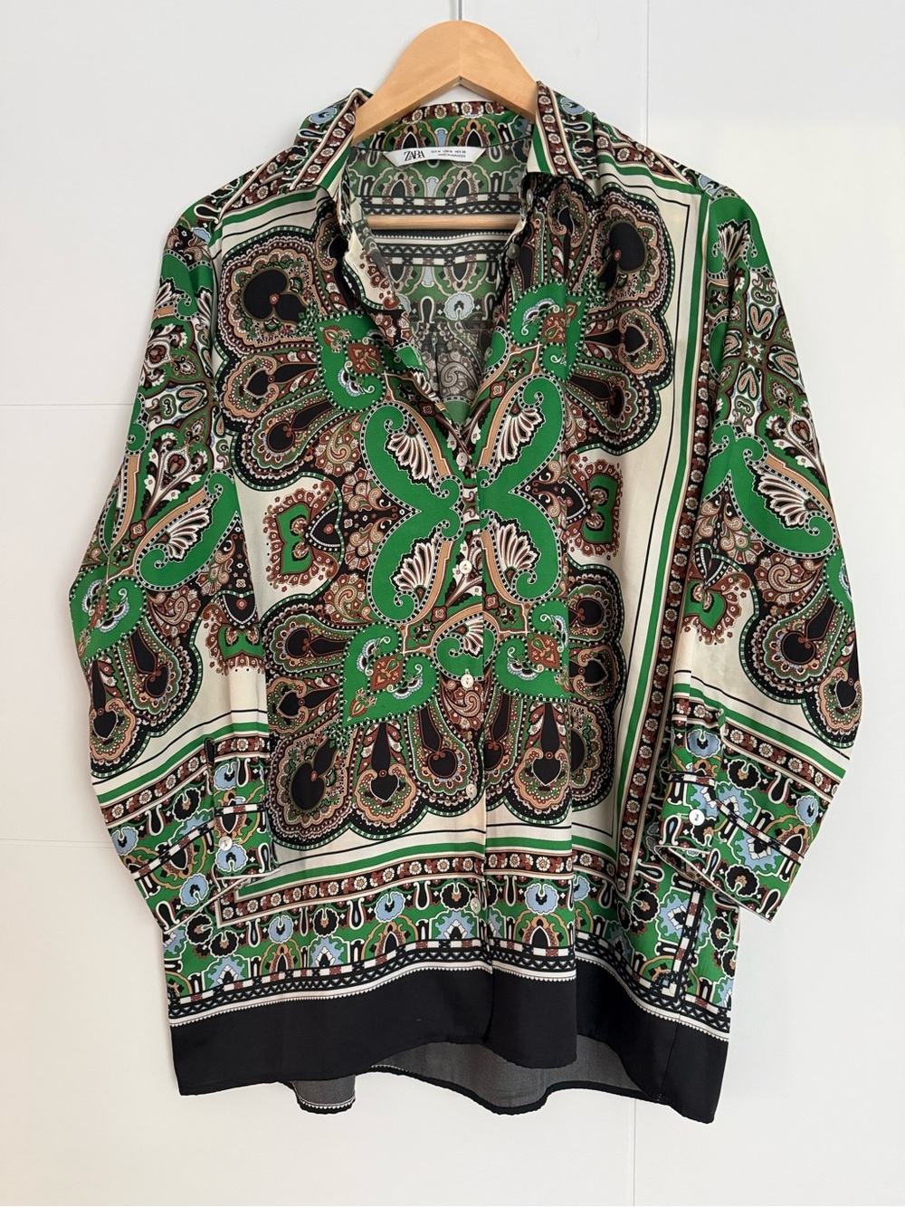 Zara Printed Green Paisley Shirt